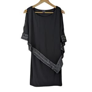 SLNY Womens Dress 6 Black Cold Shoulder Asymmetrical Hem Cocktail Formal Events
